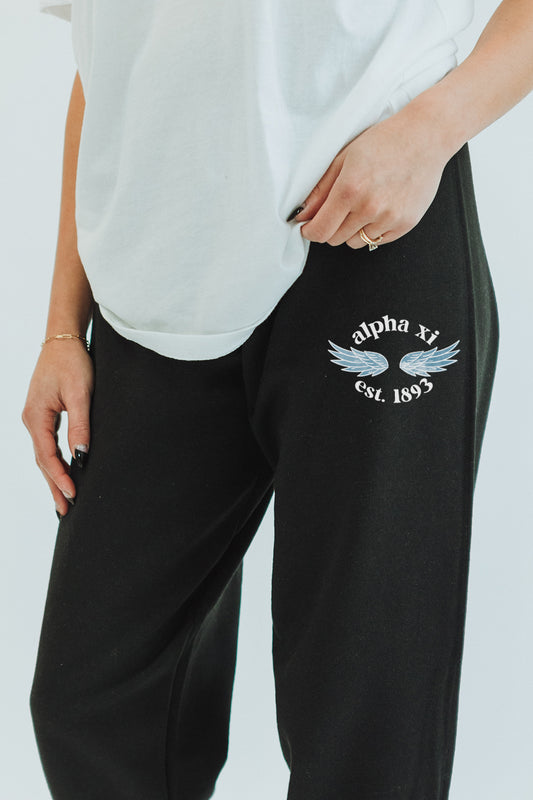 Black Angel Wings sweatpants - Alpha Xi