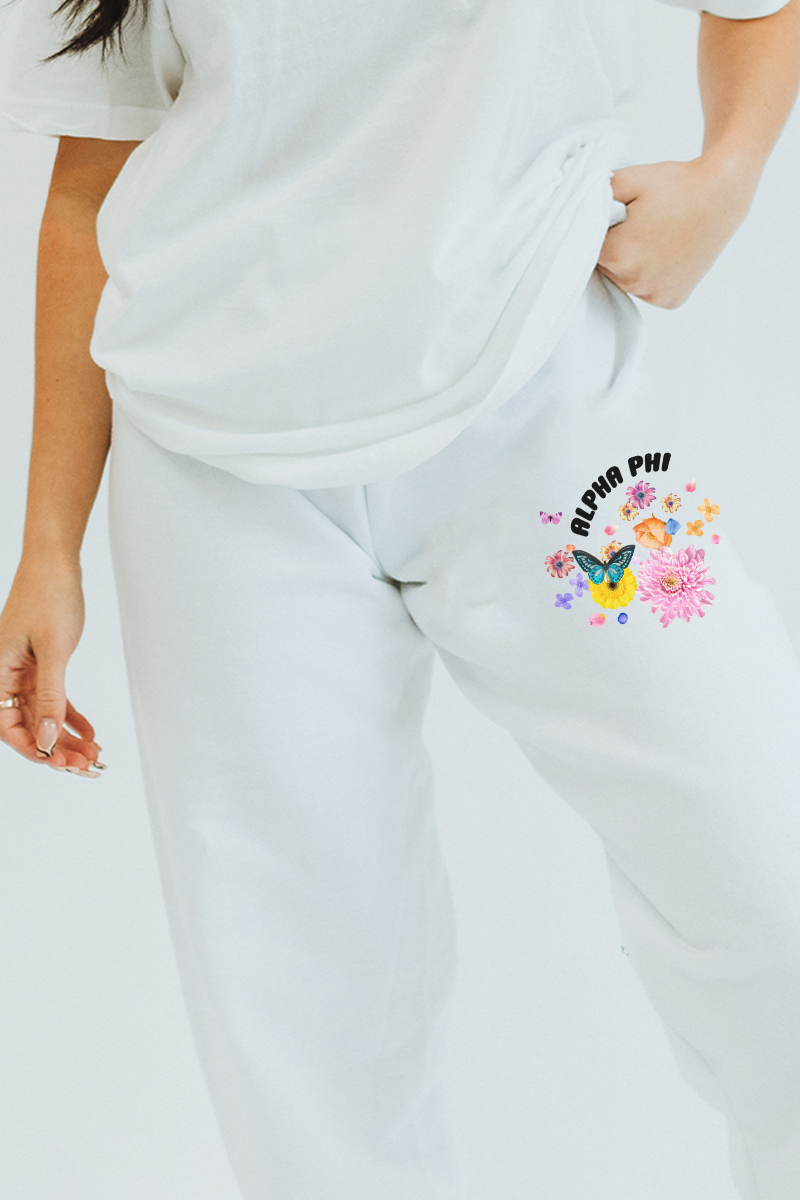 White Floral sweatpants - Alpha Phi