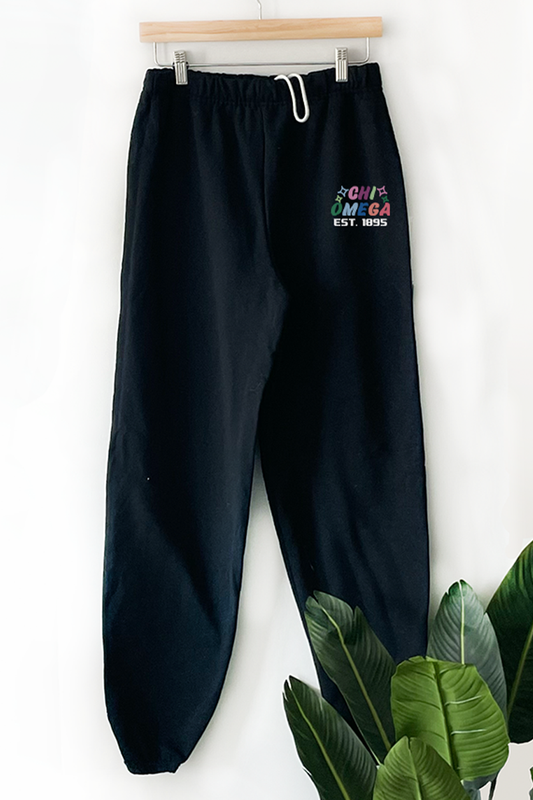 Black sweatpants - Chi Omega - Spikes and Seams Greek