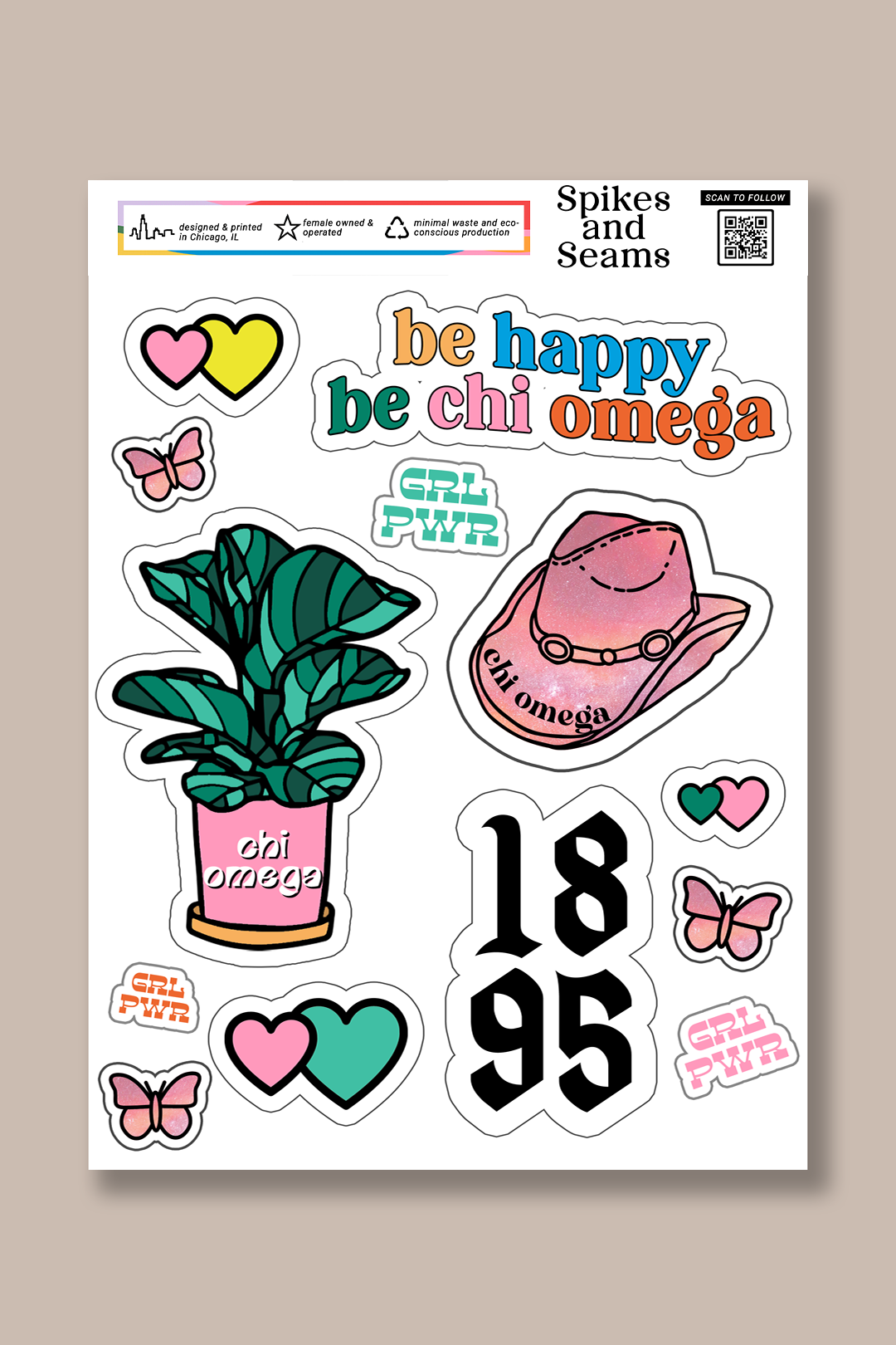 Sticker Sheet #9 - Chi Omega - Spikes and Seams Greek