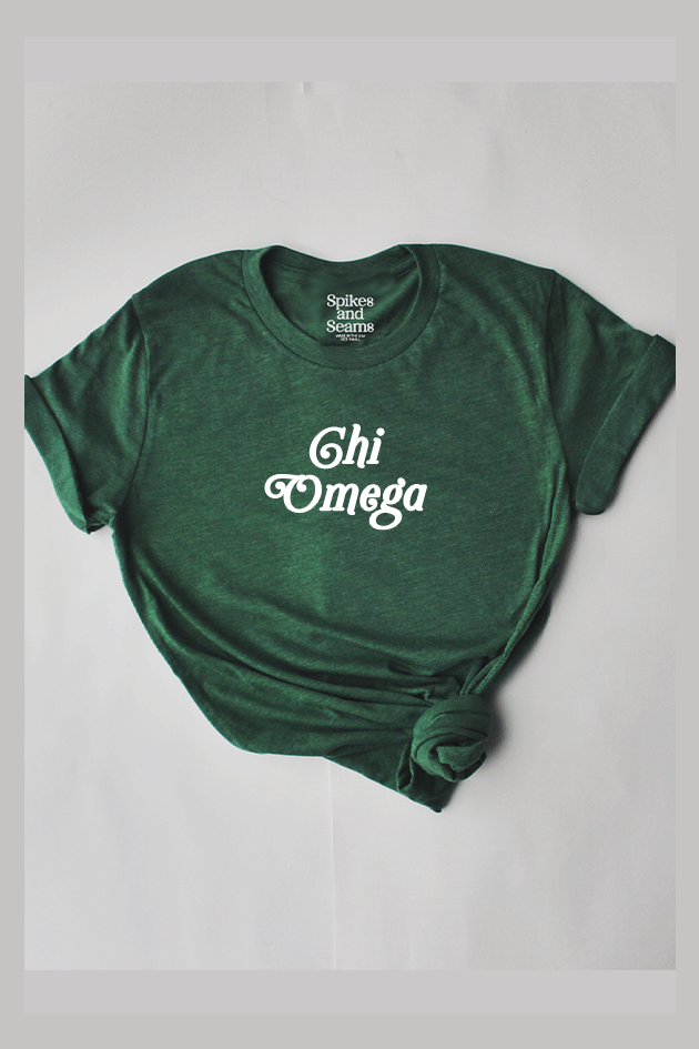 Green Script tee - Chi Omega