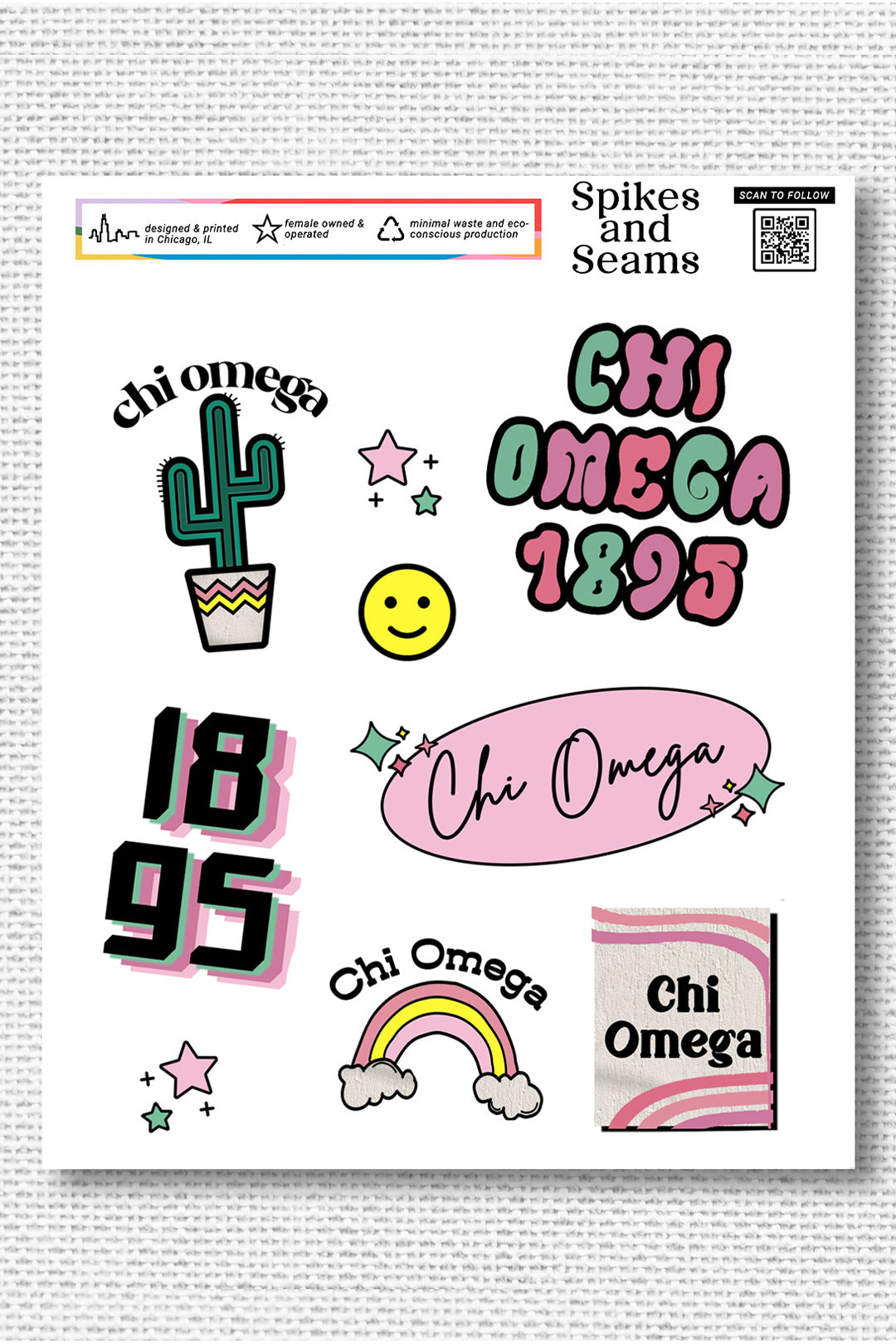 Sticker Sheet #6 - Chi Omega - Spikes and Seams Greek