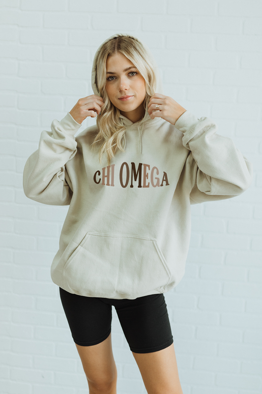 Brown Text hoodie - Chi Omega