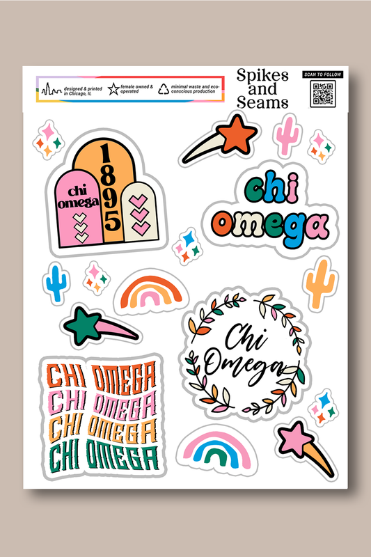 Sticker Sheet #8 - Chi Omega - Spikes and Seams Greek
