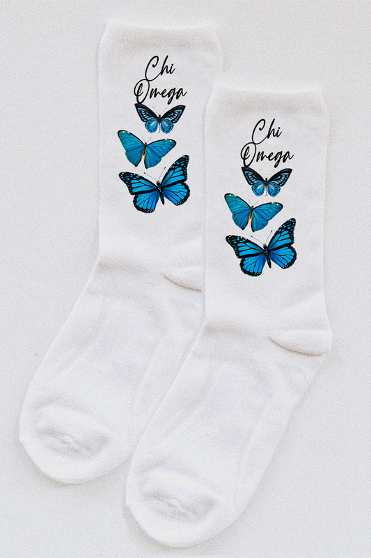Butterfly socks - Chi Omega - Spikes and Seams Greek