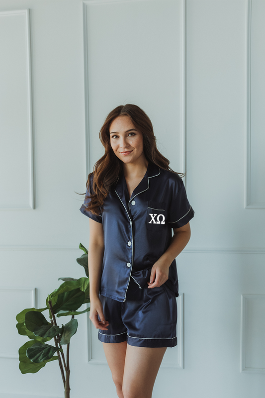 Navy Greek Letter Pajamas - Chi Omega