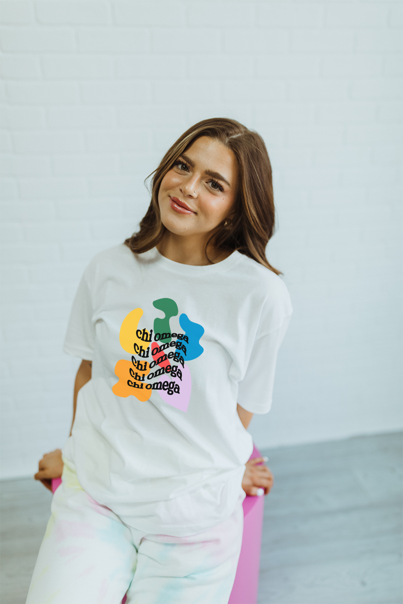 Rainbow Blobs tee - Chi Omega