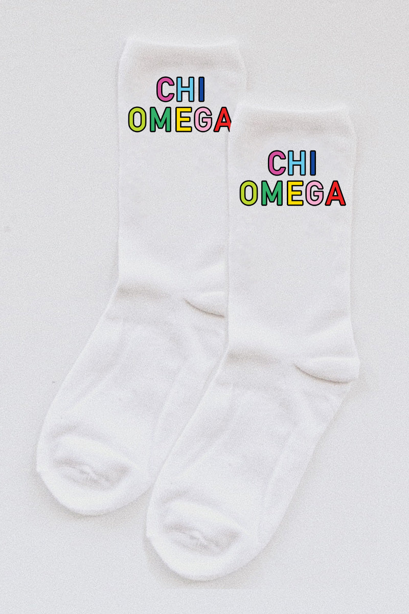 Colorful socks - Chi Omega - Spikes and Seams Greek