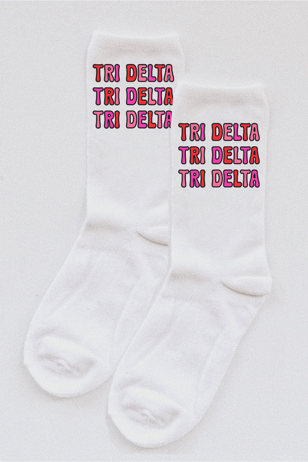 Pink Bubble Letter socks - Delta Delta Delta
