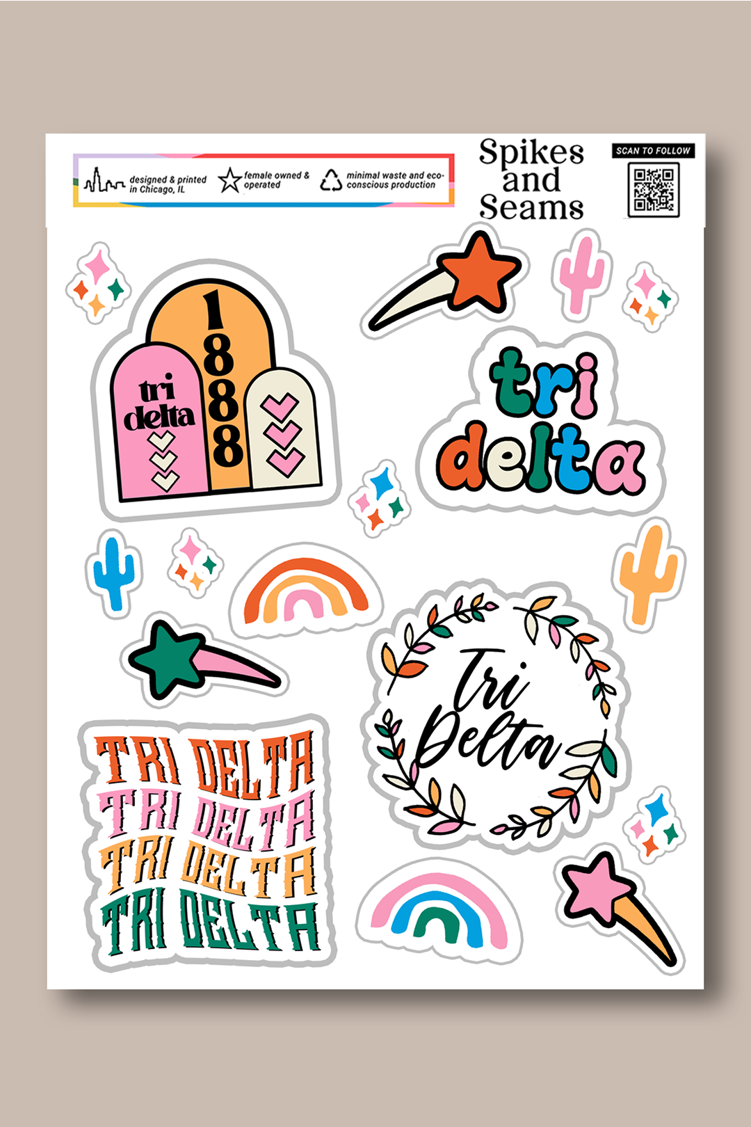 Sticker Sheet #8 - Delta Delta Delta - Spikes and Seams Greek