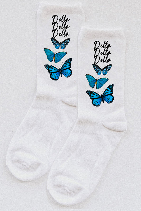 Butterfly socks - Delta Delta Delta - Spikes and Seams Greek