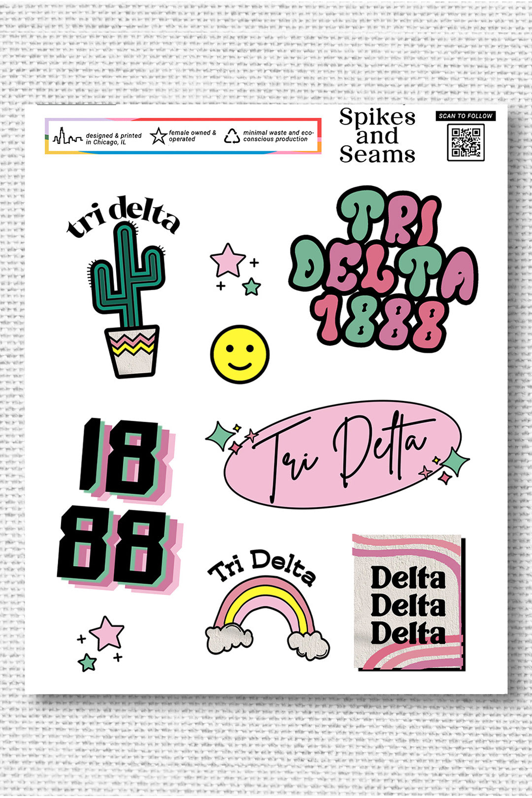 Sticker Sheet #6 - Delta Delta Delta - Spikes and Seams Greek