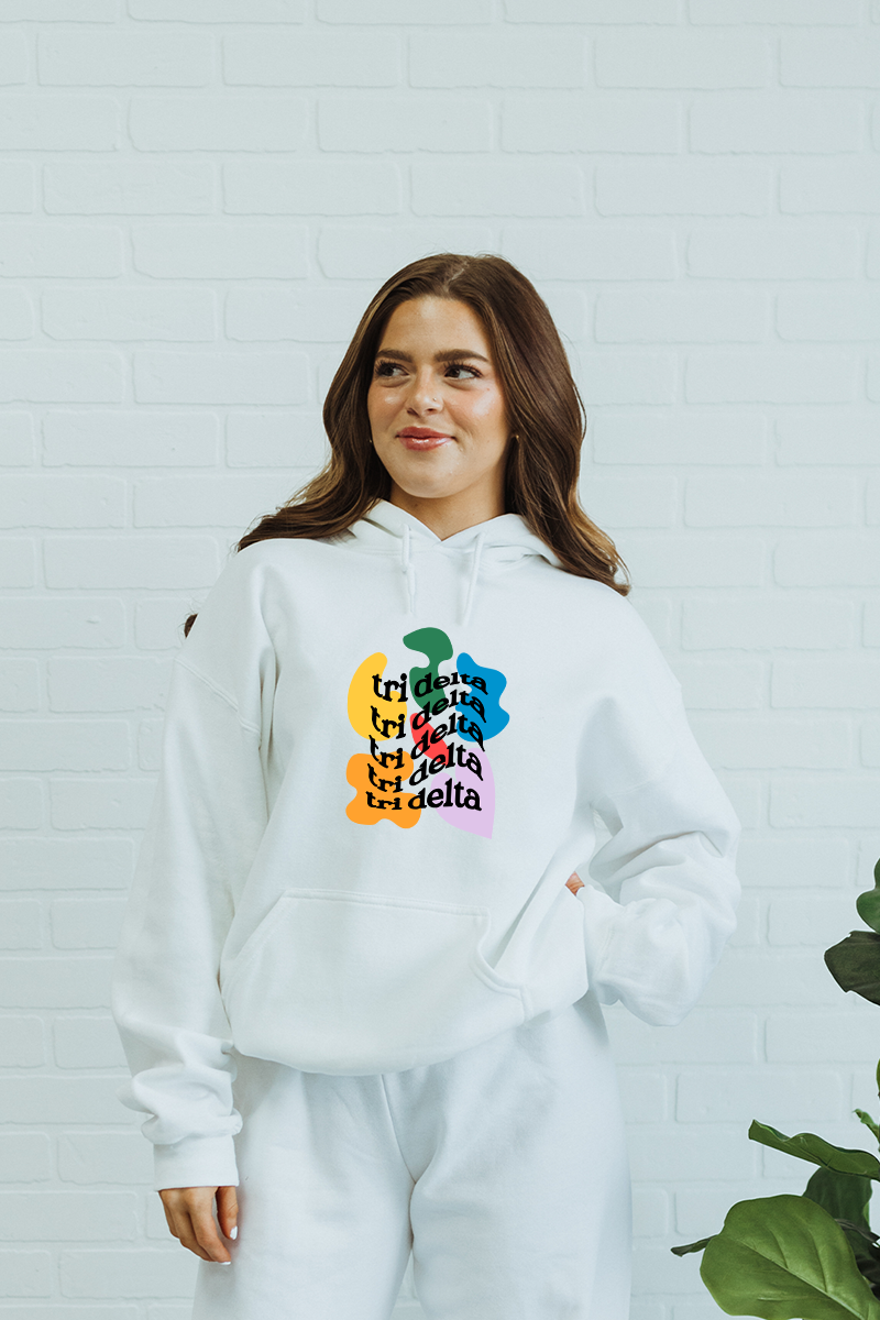 White Rainbow Blobs hoodie - Tri Delta