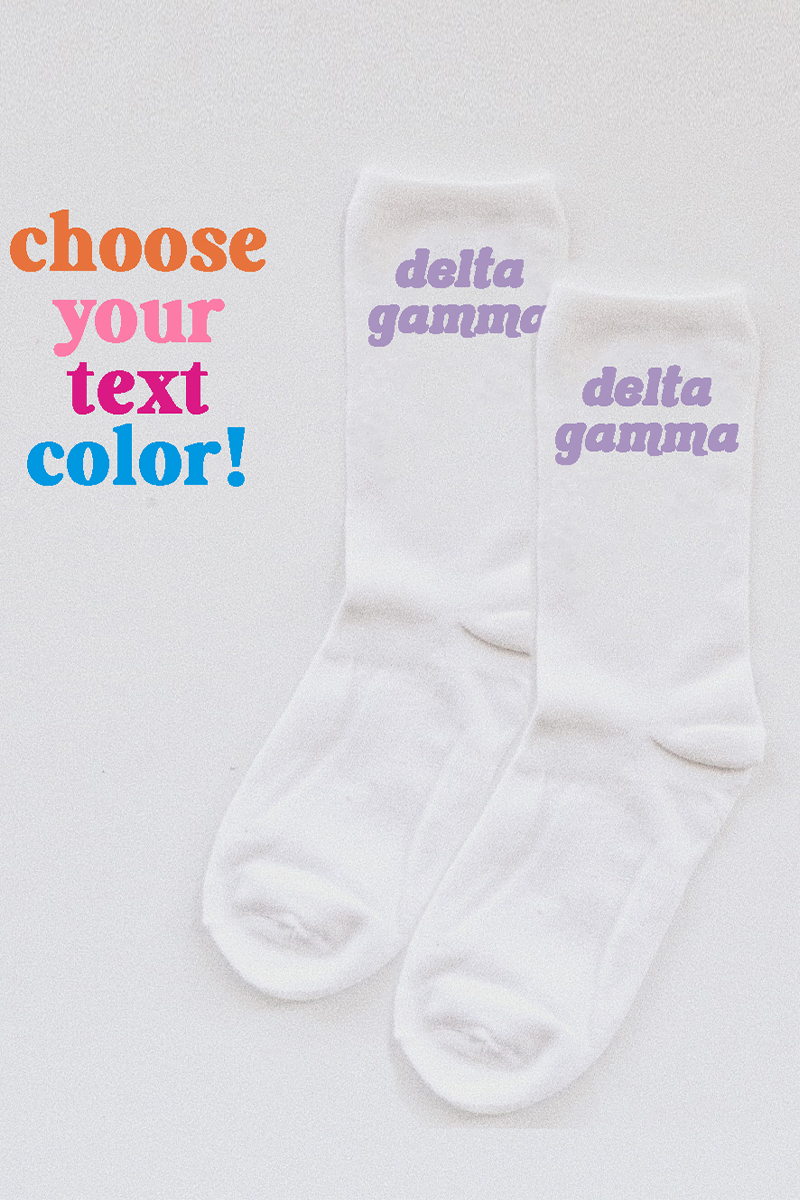 Custom text color Sorority socks
