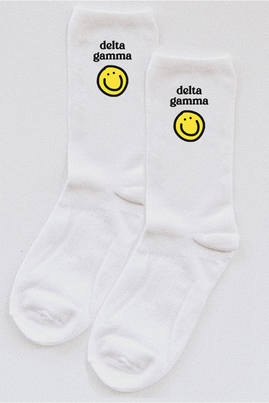 Yellow Smiley socks - Delta Gamma