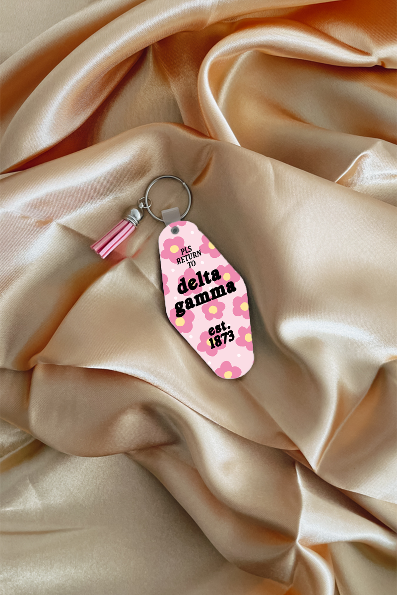 Pink Flowers keychain - Delta Gamma
