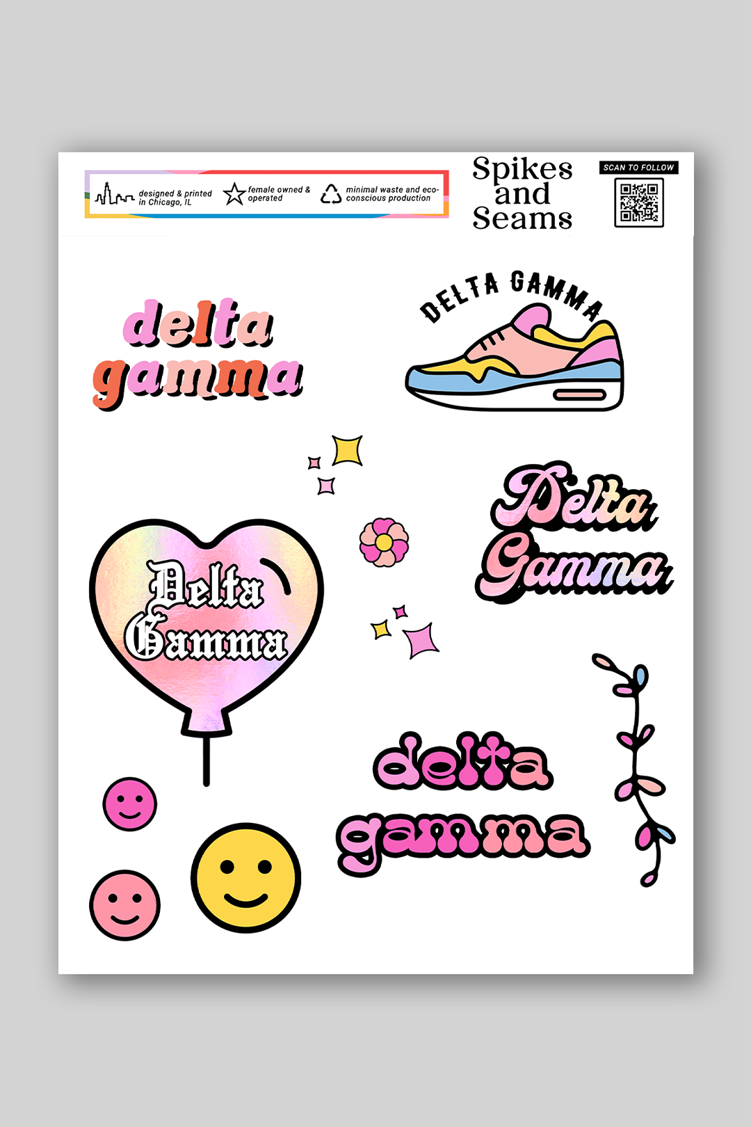 Sticker Sheet #7 - Delta Gamma - Spikes and Seams Greek