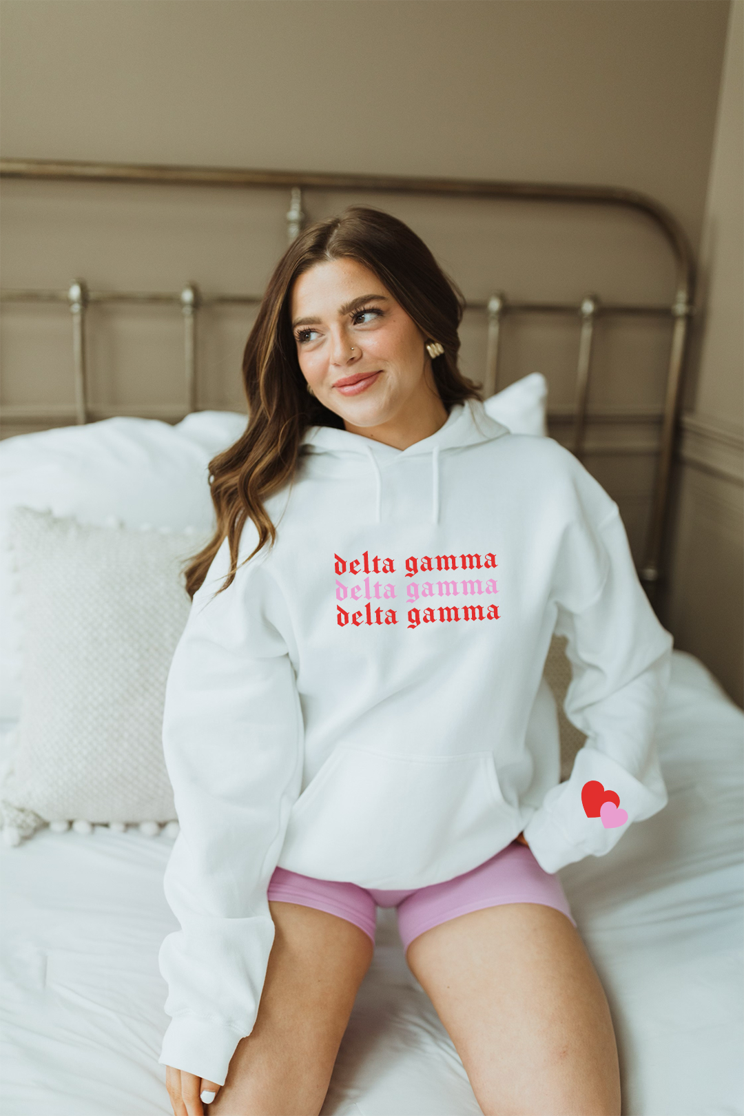Heart Sleeve hoodie - Delta Gamma