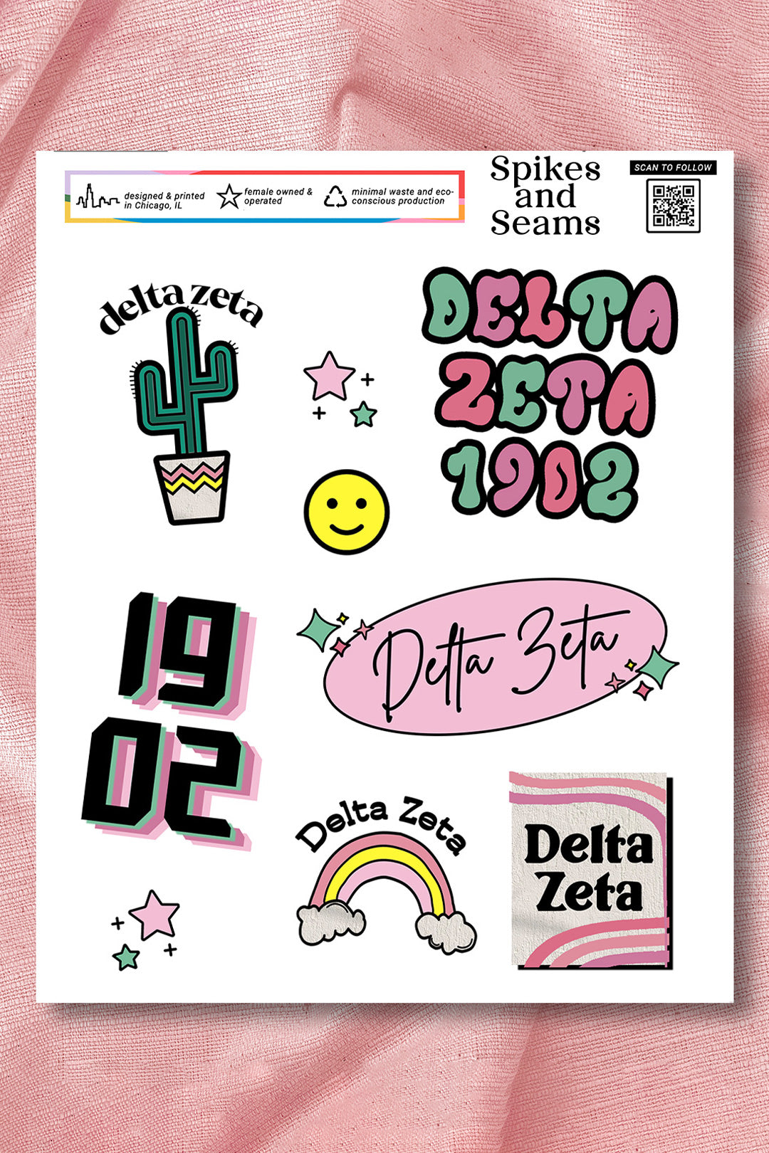 Sticker Sheet #6 - Delta Zeta - Spikes and Seams Greek