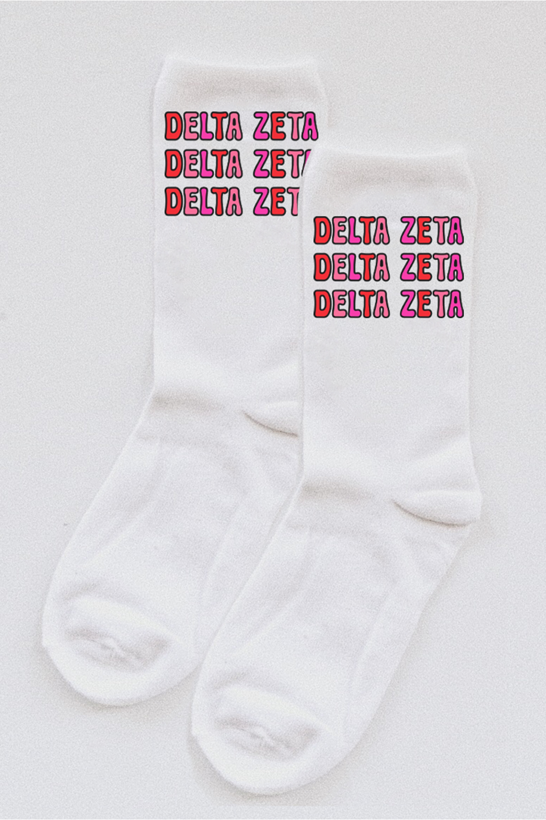 Pink Bubble Letter socks - Delta Zeta