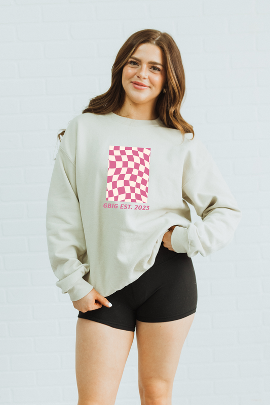 Pink Checkered family sweatshirt - Beige