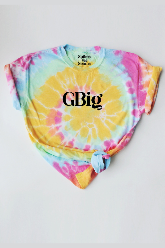Tie Dye family tee - block font