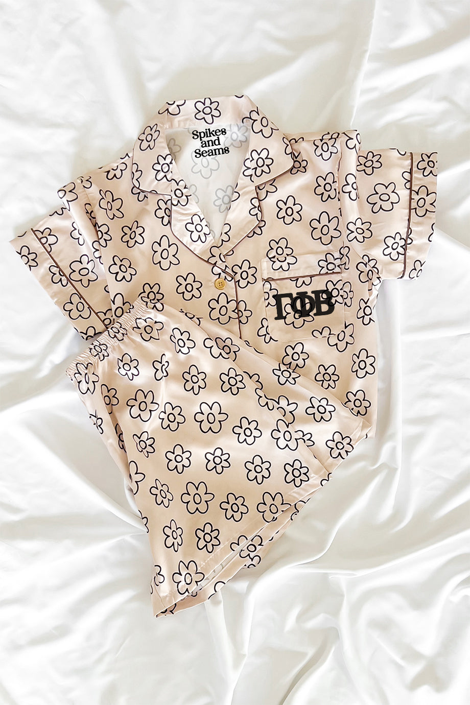 Greek Letter Beige Daisy pajamas - Gamma Phi Beta