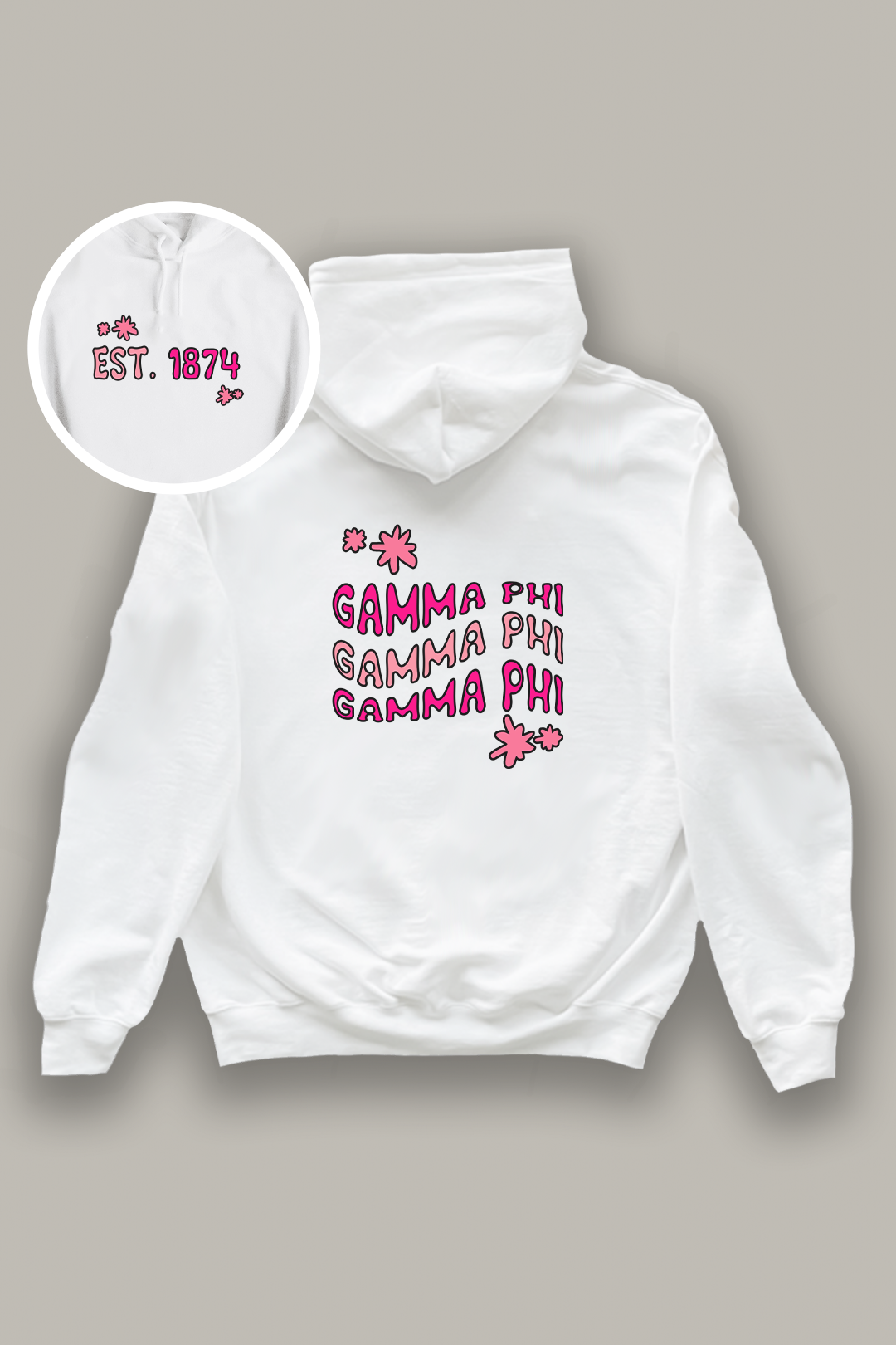 Pink and white hoodie - Gamma Phi