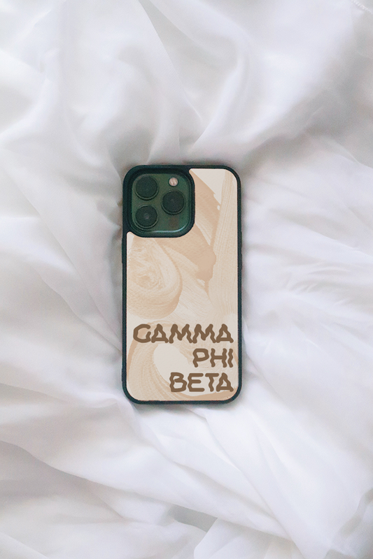 Brown Squiggle Font iPhone case - Gamma Phi Beta