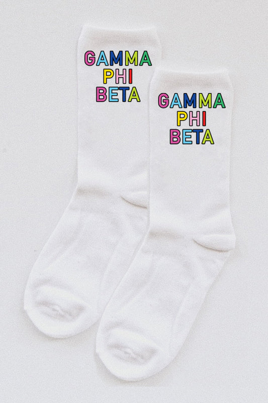 Colorful socks - Gamma Phi Beta - Spikes and Seams Greek