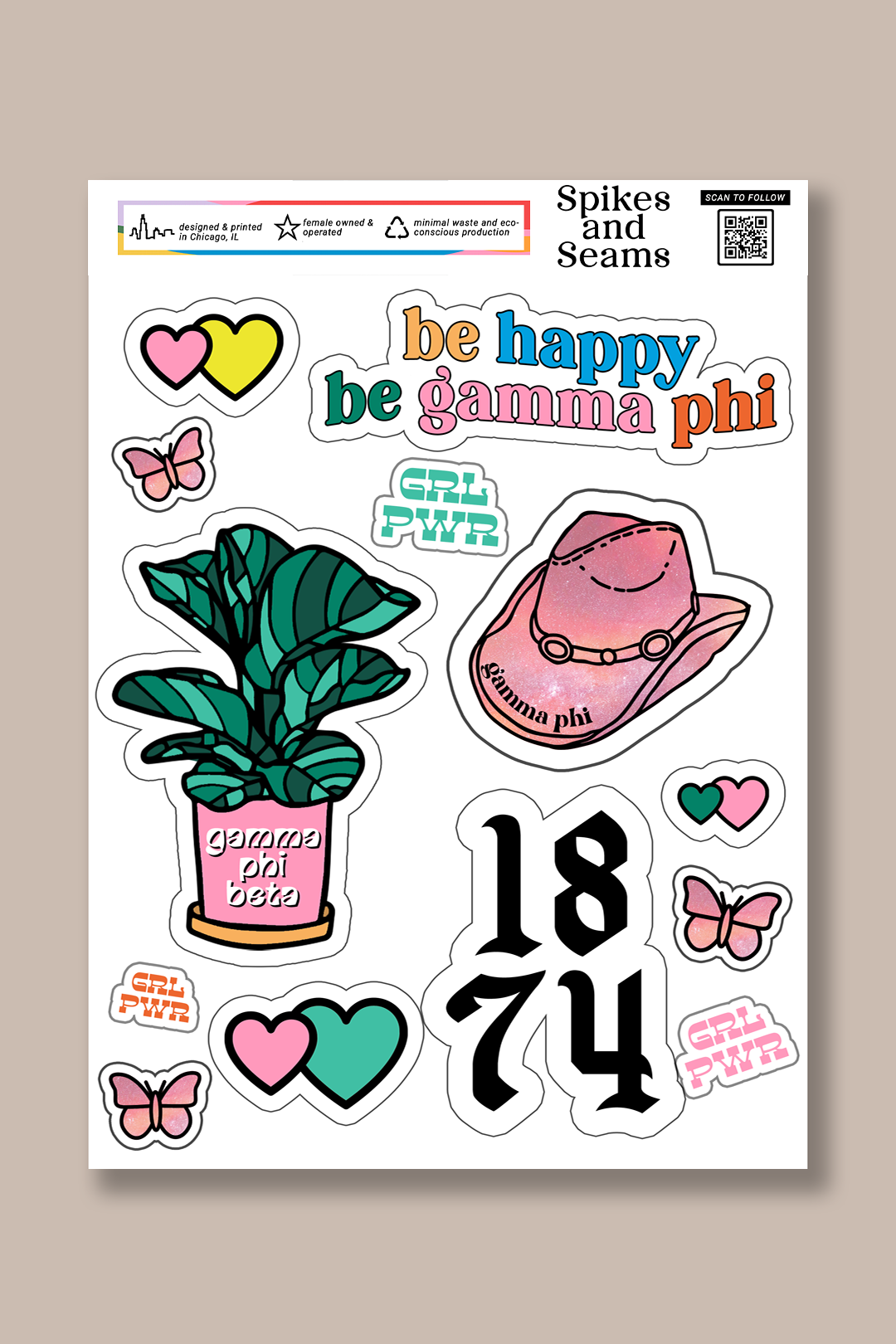 Sticker Sheet #9 - Gamma Phi Beta - Spikes and Seams Greek