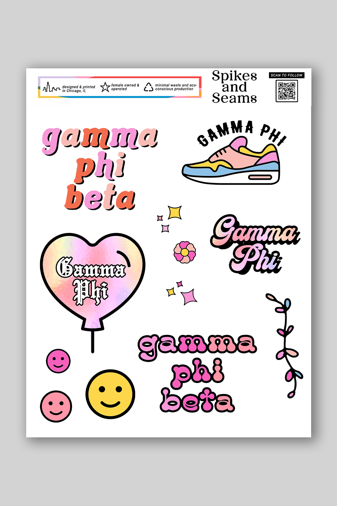 Sticker Sheet #7 - Gamma Phi Beta - Spikes and Seams Greek