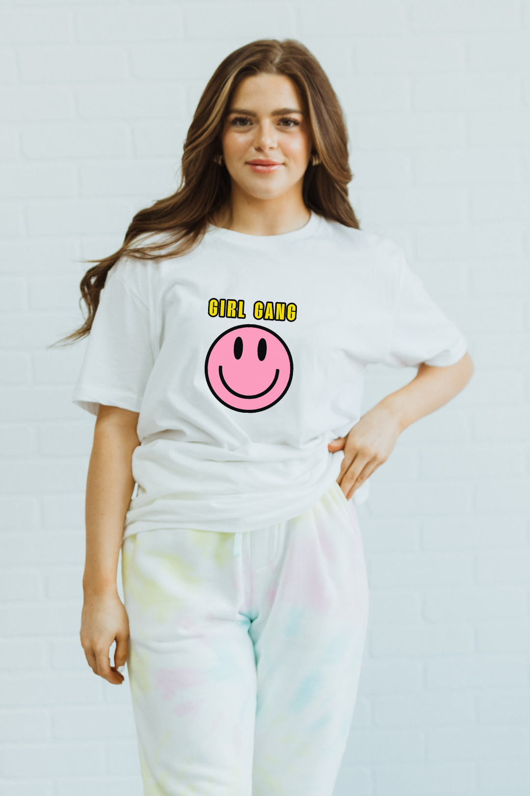 Pink Smiley family tee
