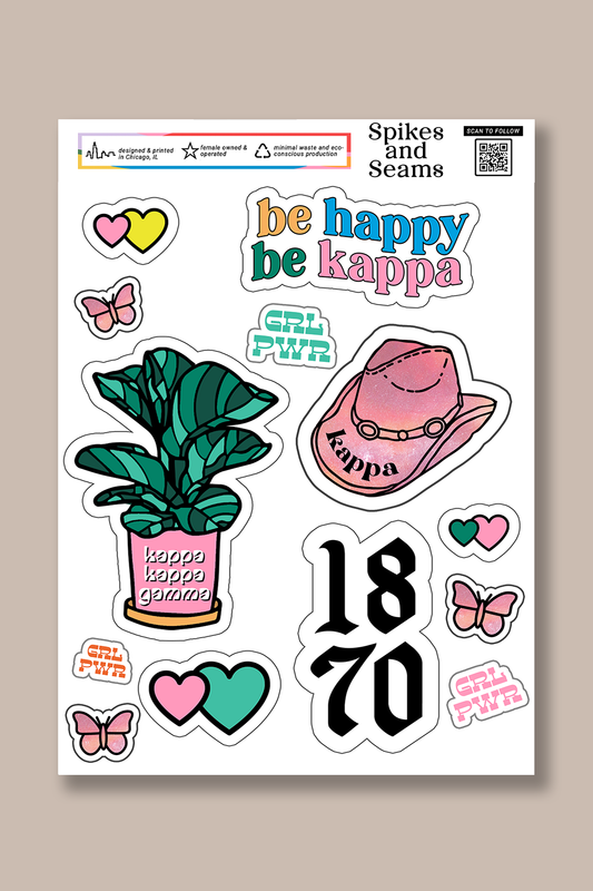Sticker Sheet #9 - Kappa Kappa Gamma - Spikes and Seams Greek