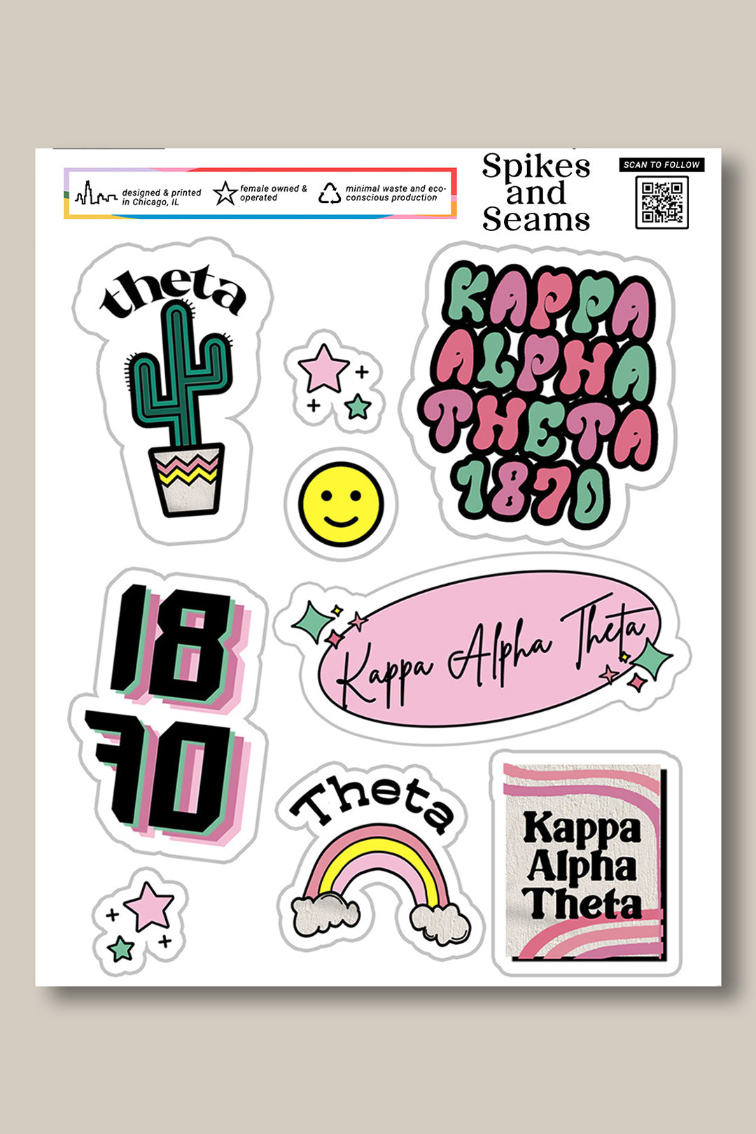Sticker Sheet #6 - Kappa Alpha Theta - Spikes and Seams Greek