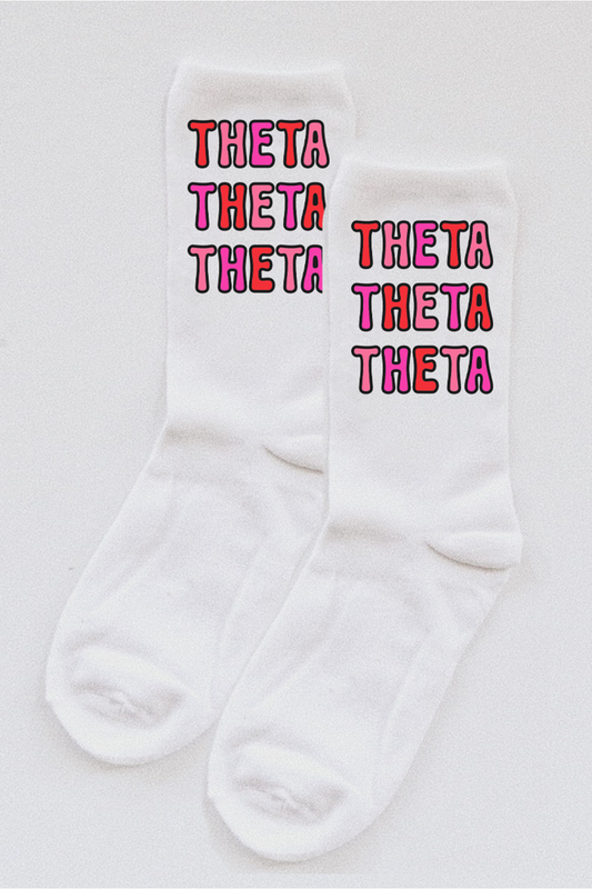 Pink Bubble Letter socks - Kappa Alpha Theta