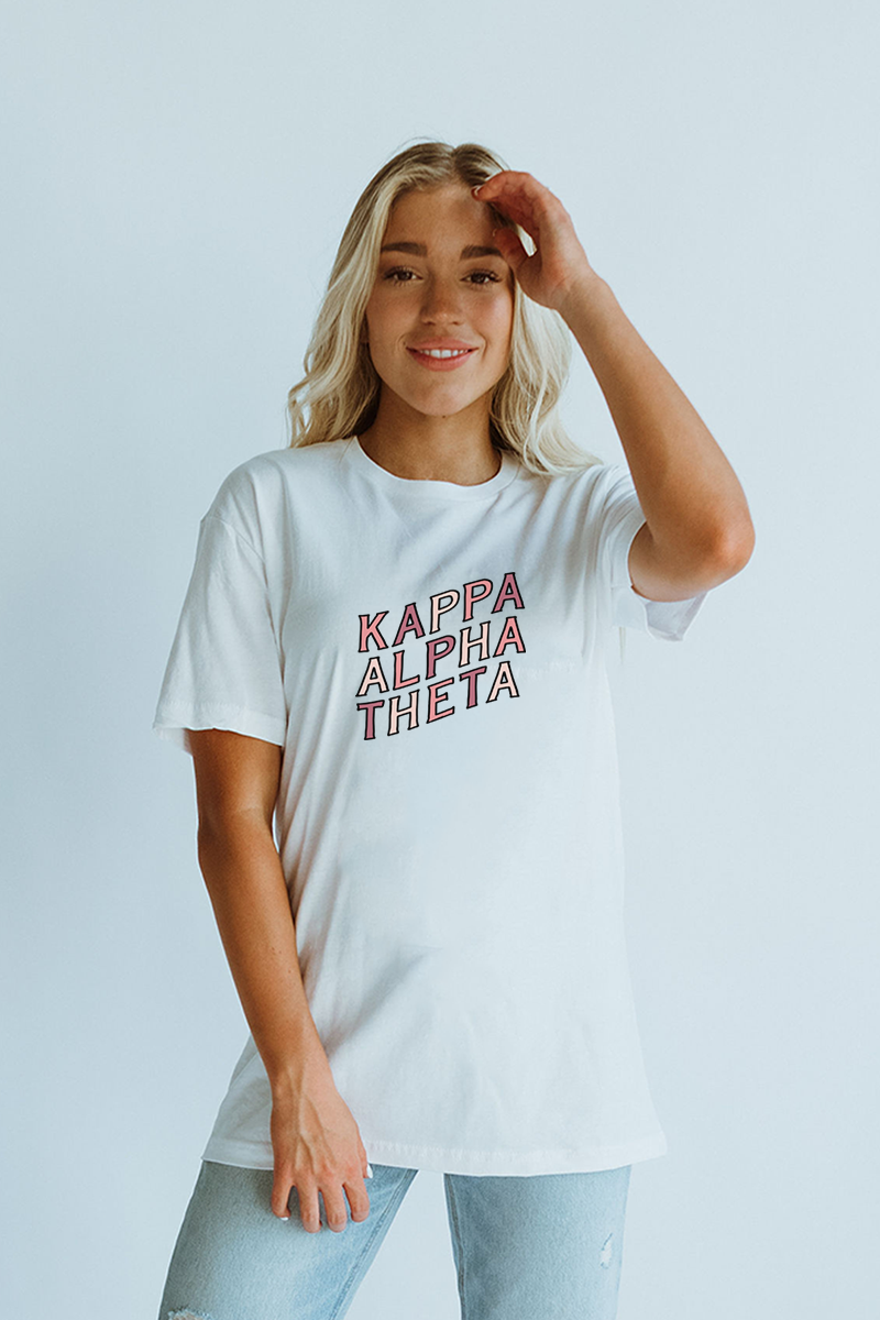 Pink Block text tee - Kappa Alpha Theta