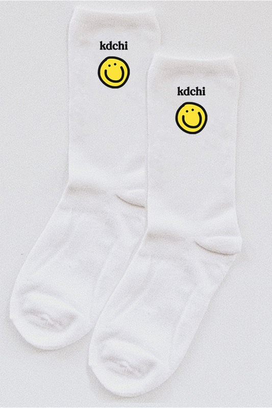 Yellow Smiley socks - kdchi