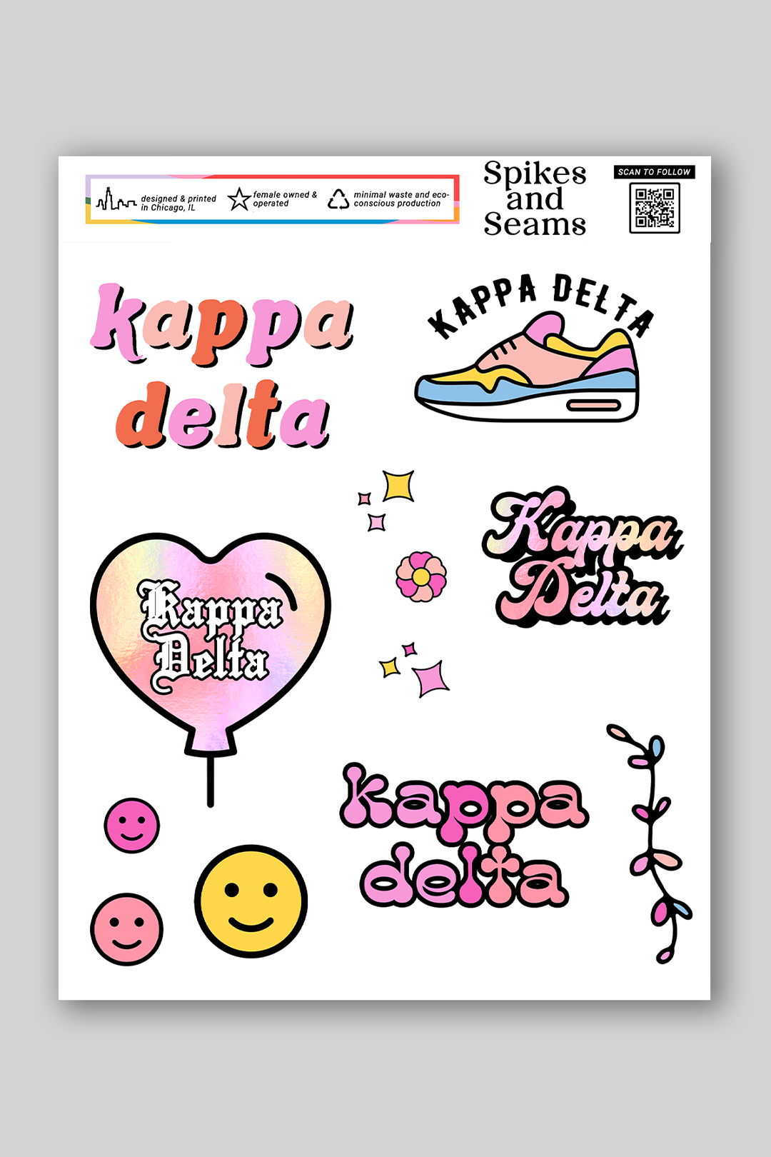 Sticker Sheet #7 - Kappa Delta - Spikes and Seams Greek