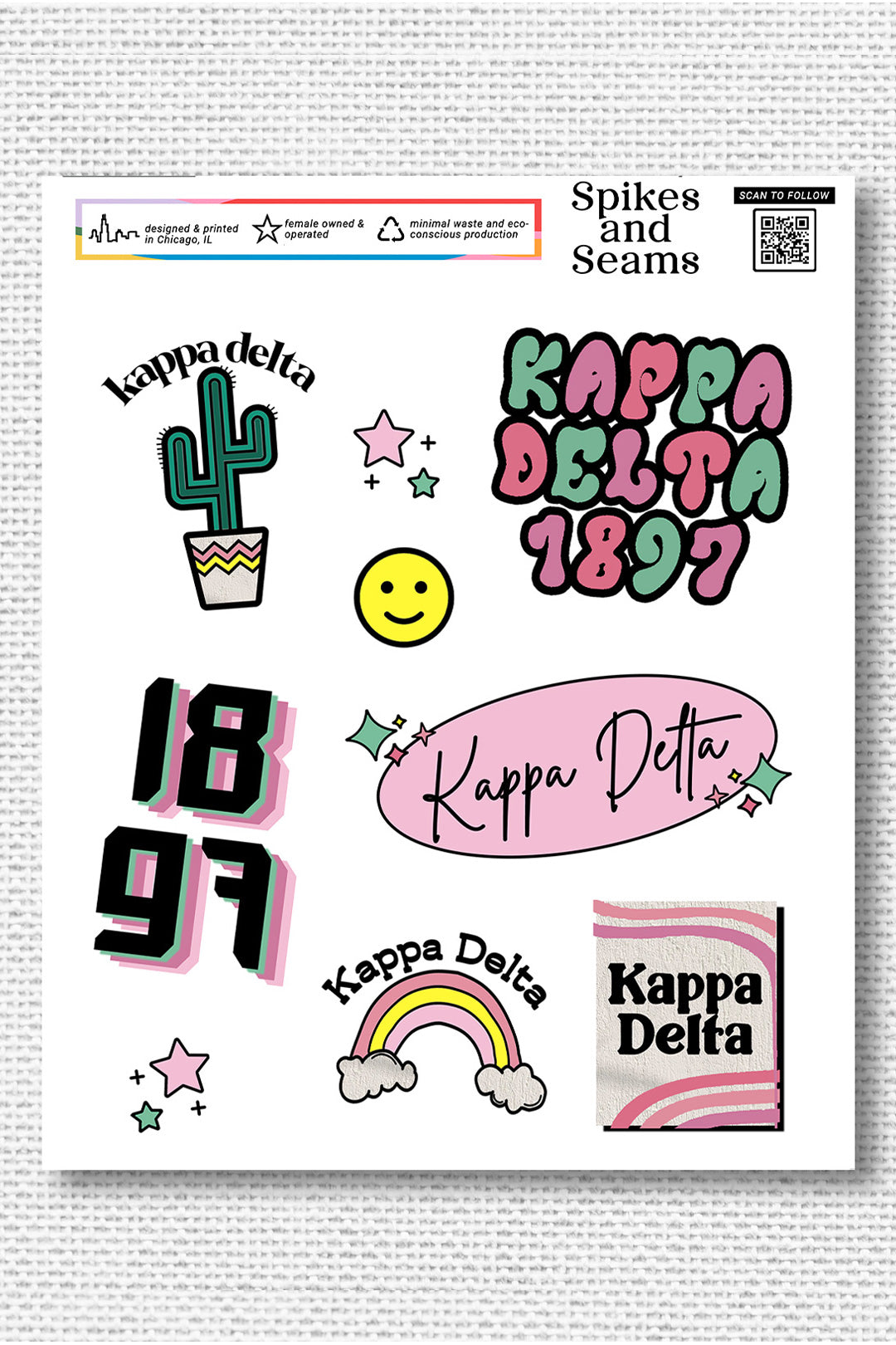 Sticker Sheet #6 - Kappa Delta - Spikes and Seams Greek
