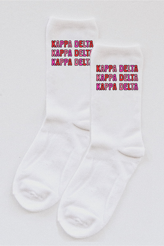 Pink Bubble Letter socks - Kappa Delta
