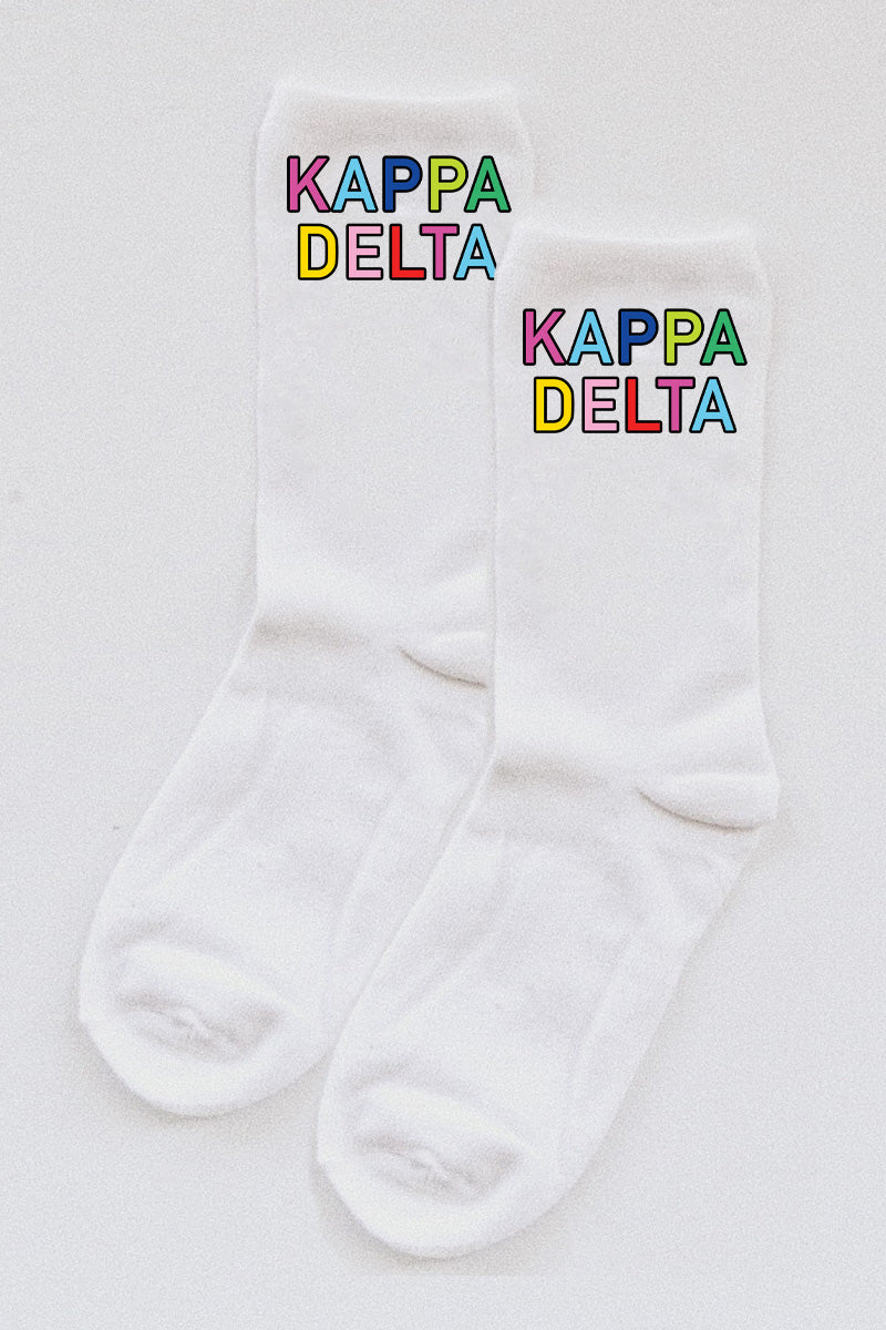 Colorful socks - Kappa Delta - Spikes and Seams Greek