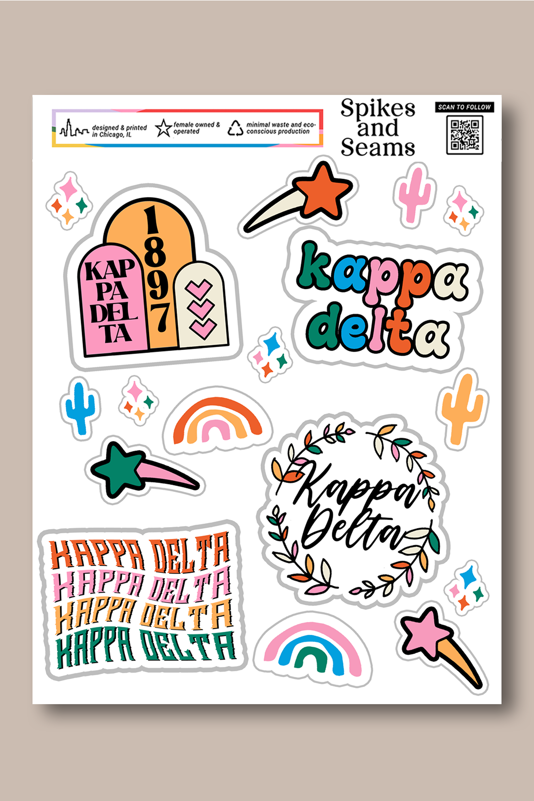 Sticker Sheet #8 - Kappa Delta - Spikes and Seams Greek