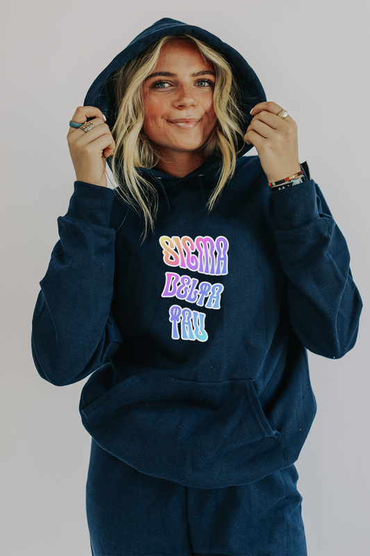 Navy Sigma Delta Tau hoodie