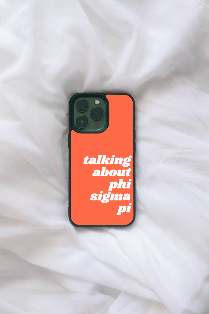 Orange "Talking About" iPhone case - choose your text!