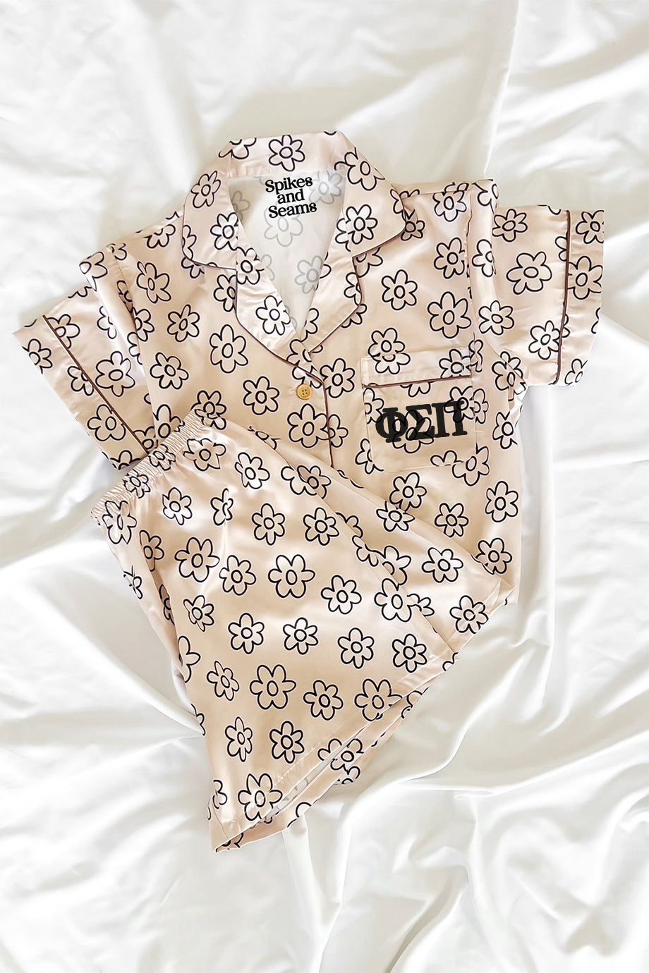 Greek Letter Beige Daisy Pajamas - Phi Sigma Pi