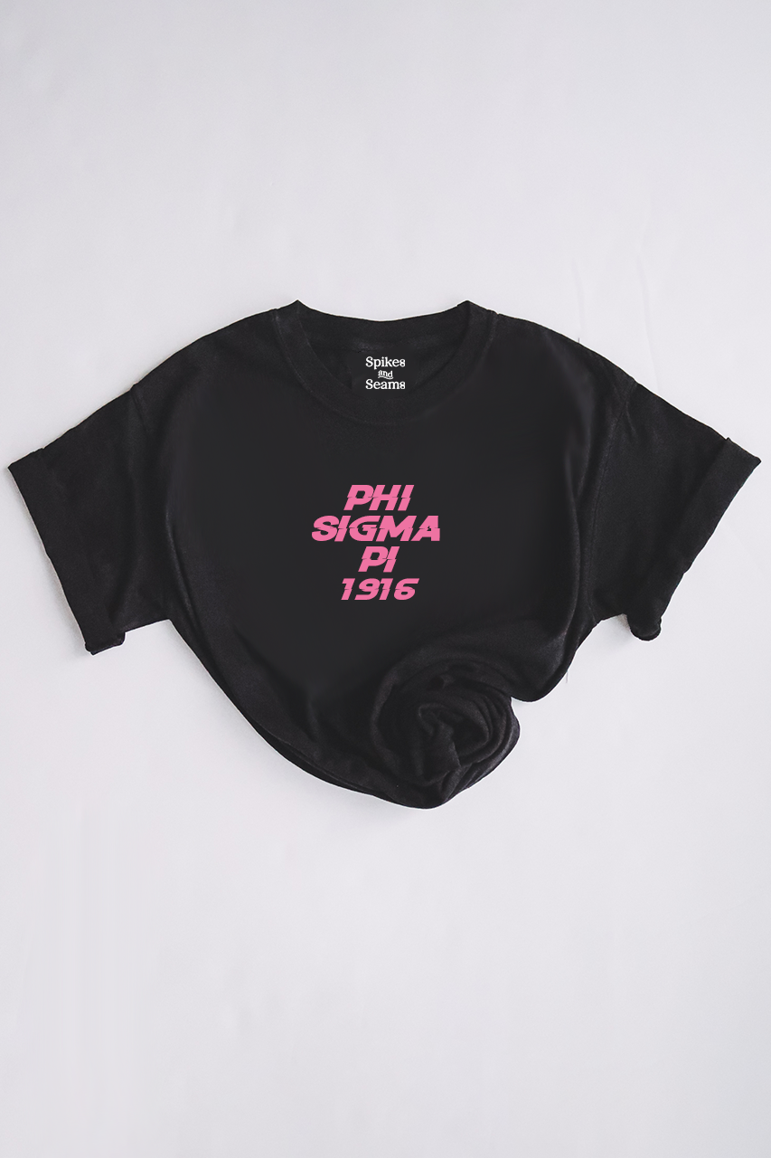 Pink text tee - Phi Sigma Pi