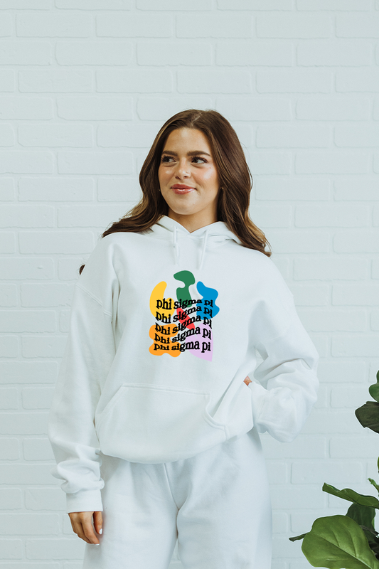 White Rainbow Blobs hoodie - Phi Sigma Pi