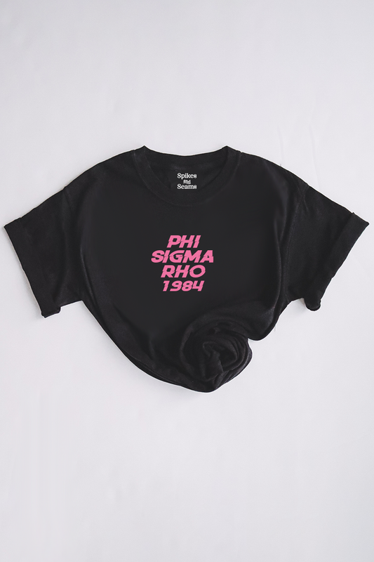 Pink text tee - Phi Sigma Rho