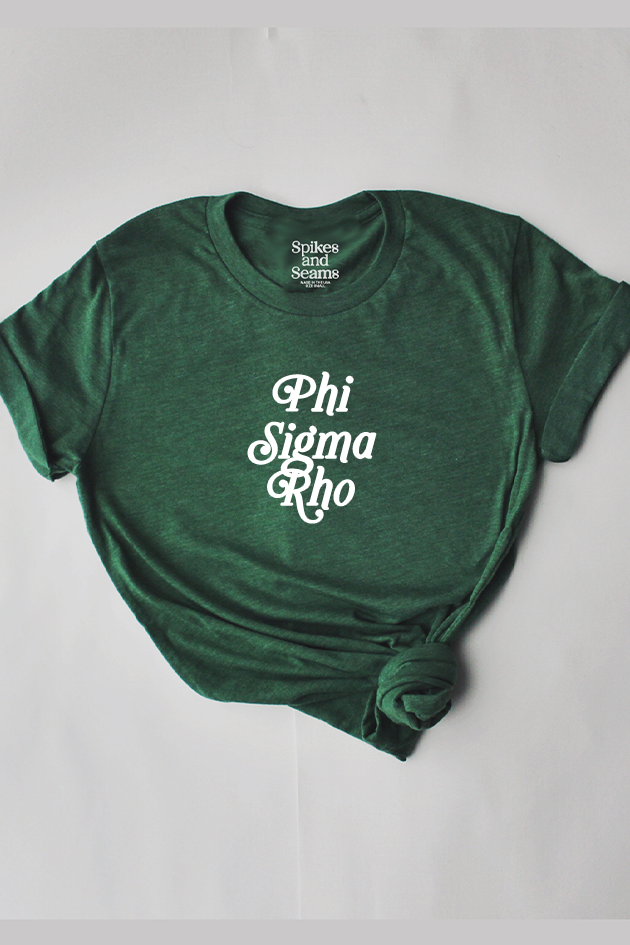 Green Script tee - Phi Sigma Rho